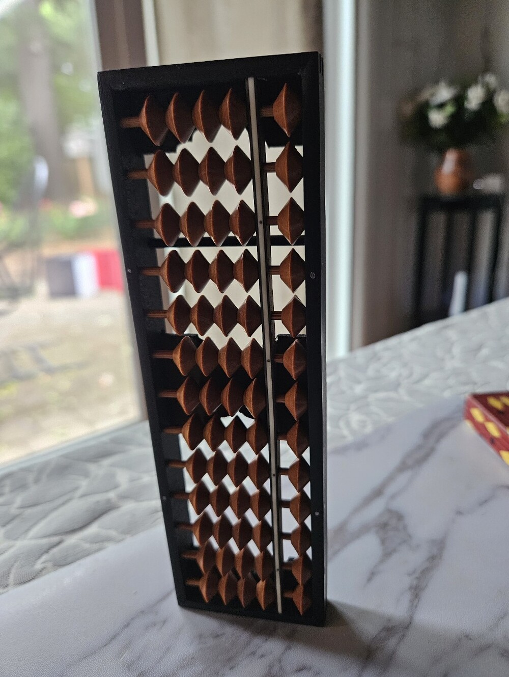 Vintage Wooden Abacus with Decorative Box - Brown & Black